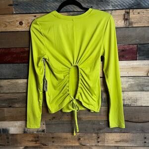 Jessica‎ Simpson Active Lime Green Open Back Long Sleeve Top Size Small